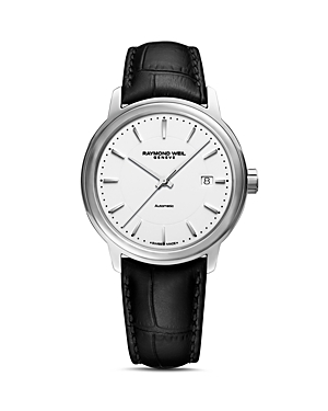 Maestro Black Leather Strap Automatic Watch, 39.5mm