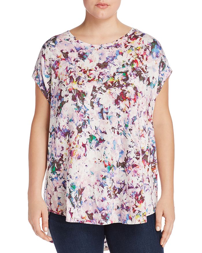 Cupio Plus Abstract Floral Print Top In Colorful Flower Print