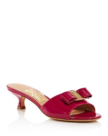 Salvatore Ferragamo Women's Ginostra Patent Leather Kitten-Heel Sandals ...