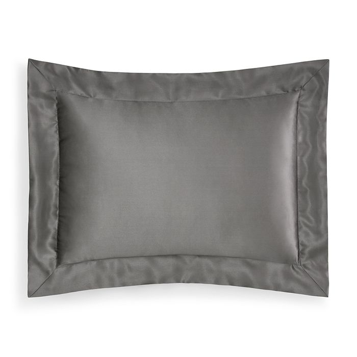 Gingerlily Solid Silk Boudoir Sham In Charcoal