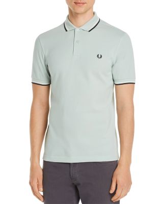 Fred Perry Twin Tipped Polo T Shirt Green In Mint/ Snow White/ Black