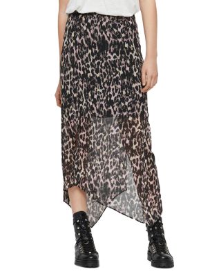 All saints deals leopard print skirt