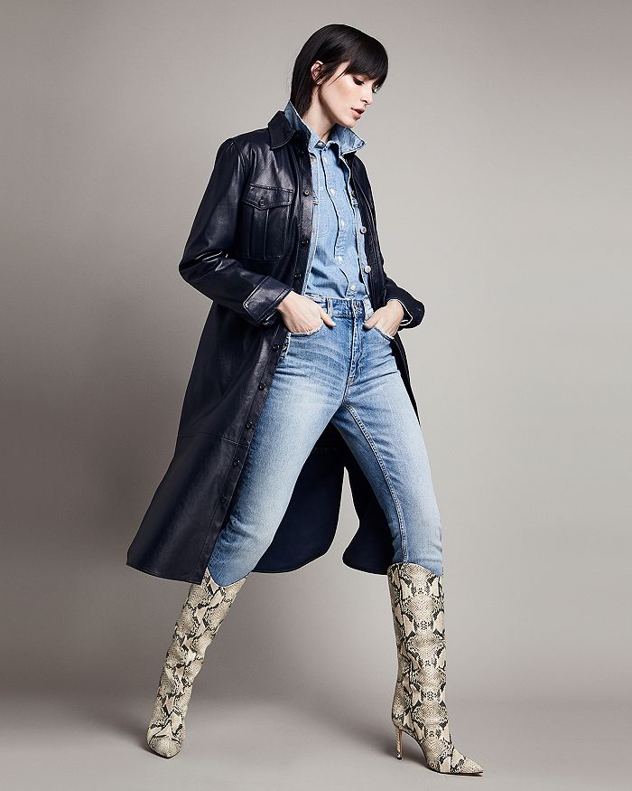 Schutz Women's Maryana Knee-high Snakeskin-embossed Leather Boots In Natural Leather | ModeSens