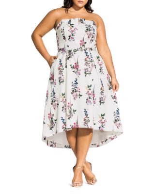 City Chic Plus - Strapless Floral-Print Dress