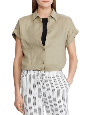 Ralph Lauren Linen Dolman-Sleeve Button 