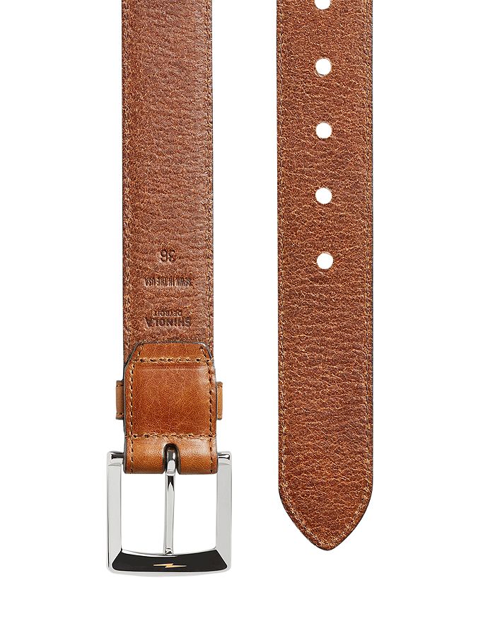 Shop Shinola Signature Leather Bedrock Belt In Bourbon