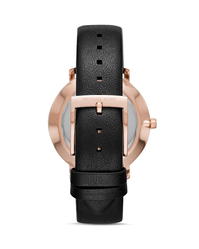 Shop Michael Kors Pyper Leather Strap Watch, 38mm In White/black