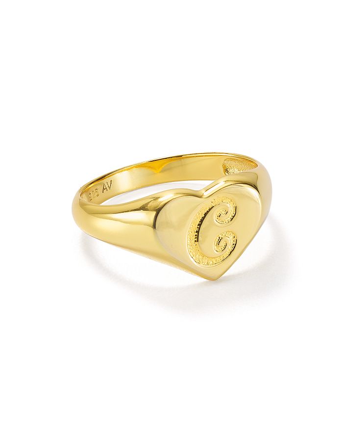 Shop Argento Vivo Signet Ring In 18k Gold-plated Sterling Silver In C/gold