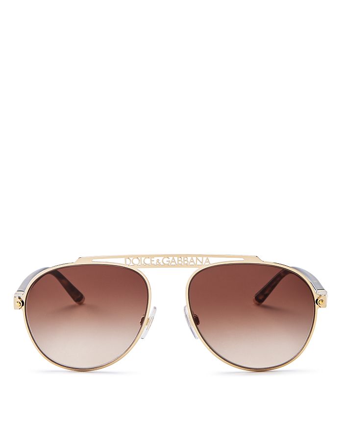 Dolce & Gabbana Women's Brow Bar Aviator Sunglasses, 57mm In Gold/brown Gradient