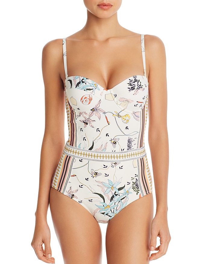 Tory Burch Mixed Print One Piece Swimsuit | Bloomingdale's