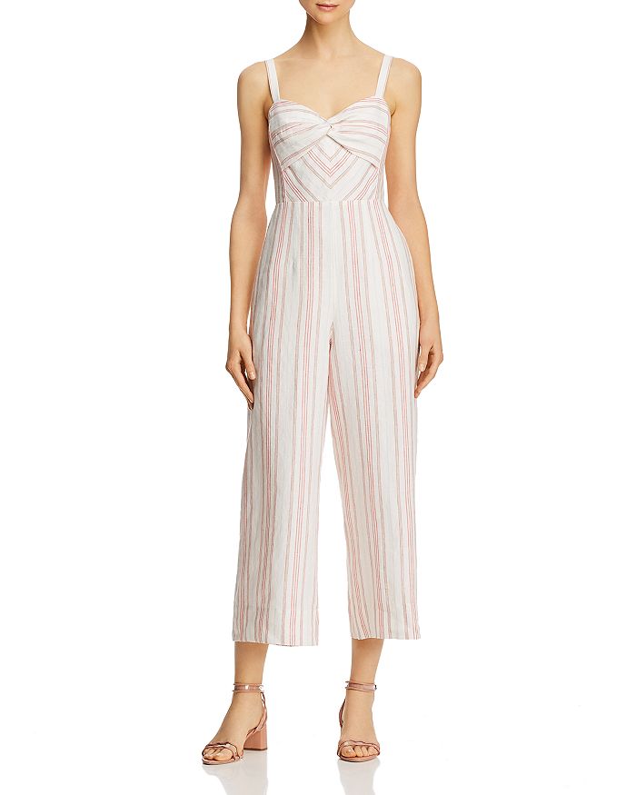 Rebecca Taylor Striped Sweetheart Jumpsuit In Snow
