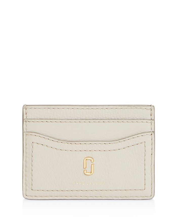 Marc Jacobs Leather Card Case In Cream/gold