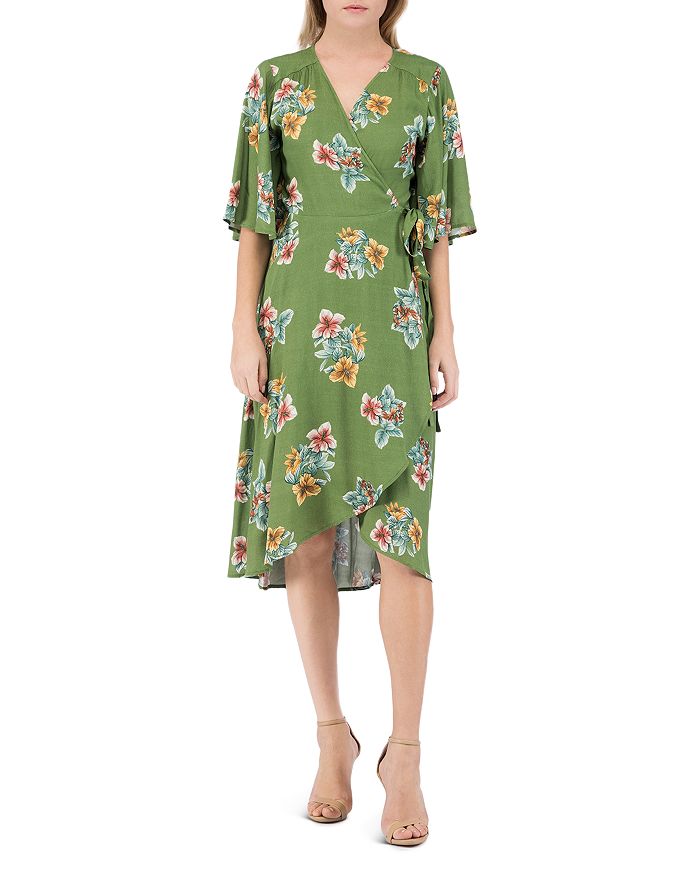 B Collection By Bobeau Orna Floral Print Wrap Dress In Tulum Floral