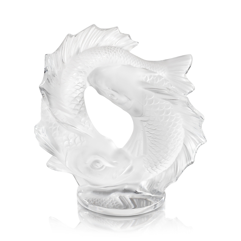 Lalique Crystal Double Fish Sculpture In Transparent
