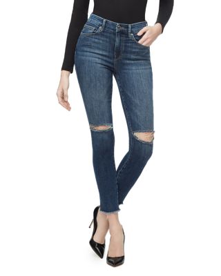 Good American weightless good skate wide cropped jeans in light blue