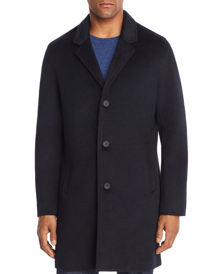 Shop Cole Haan Single-breasted Top Coat In Navy
