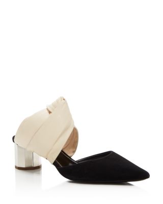 Knotted Block Heel Mules 