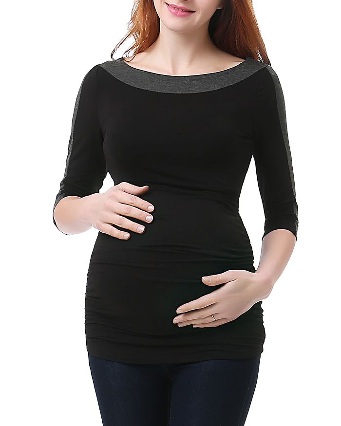 Kimi & Kai Isabel Color-block Maternity Top In Black