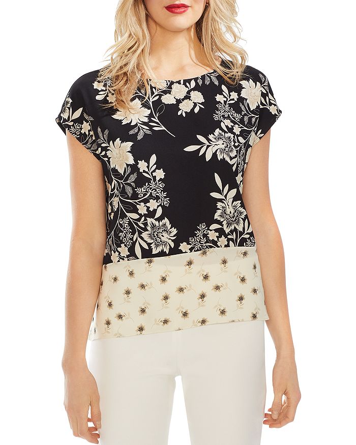 VINCE CAMUTO MIXED-PRINT TOP,9139074