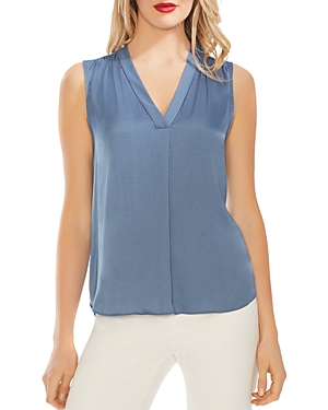Vince Camuto Sleeveless V-neck Top In Dusty Blue