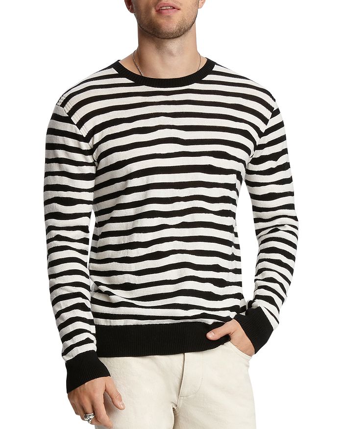 John Varvatos Striped Sweater In Black/white