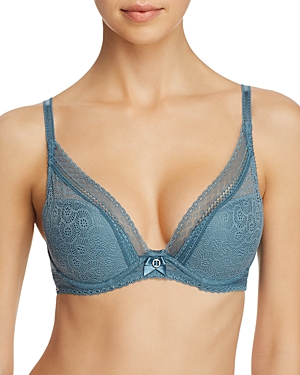 Chantelle Festivite Lace Plunge Contour Bra In Abysse