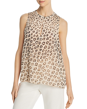 Joie Corie Leopard Print Sleeveless Silk Top In Cappuccino