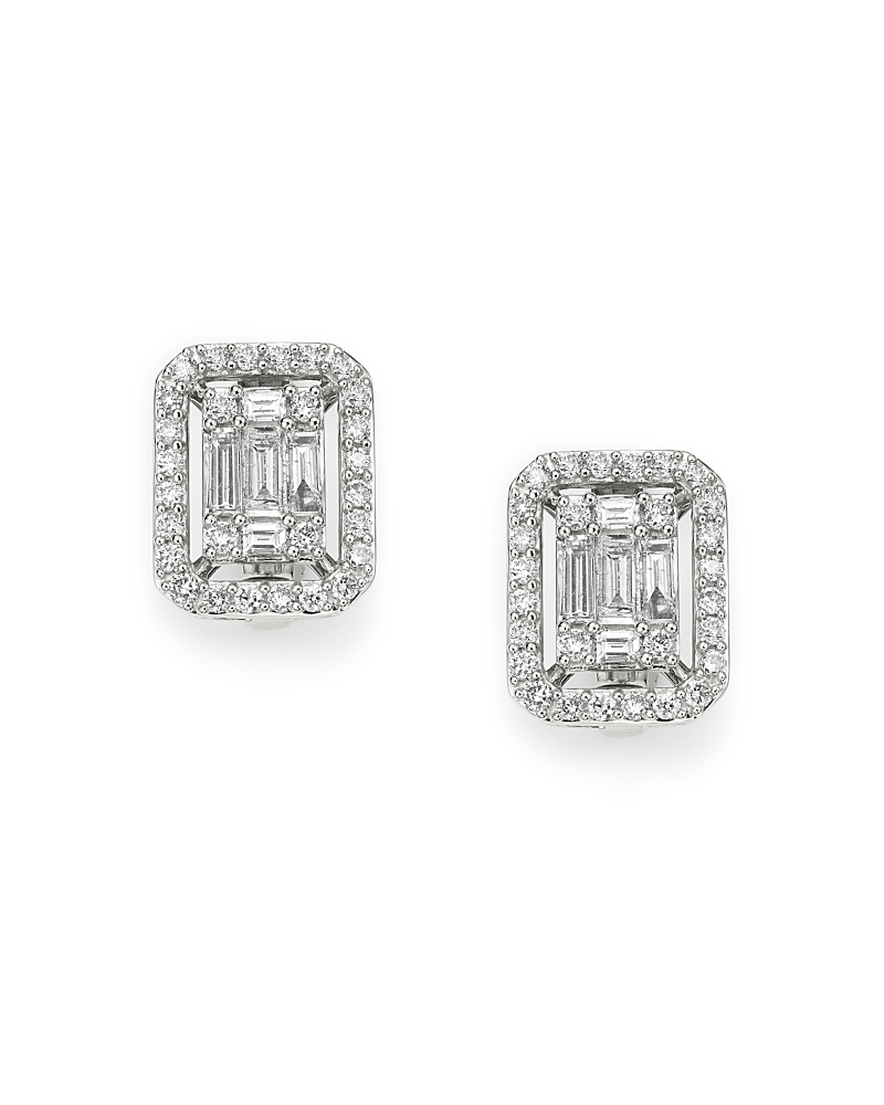 Bloomingdale's Diamond Mosaic Earrings In 14k White Gold, 1.0 Ct. T. W. - Exclusive In White