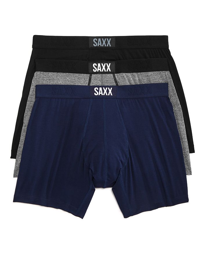 Shop Saxx Vibe Boxer Briefs - Pack Of 3 In Black/gray/navy