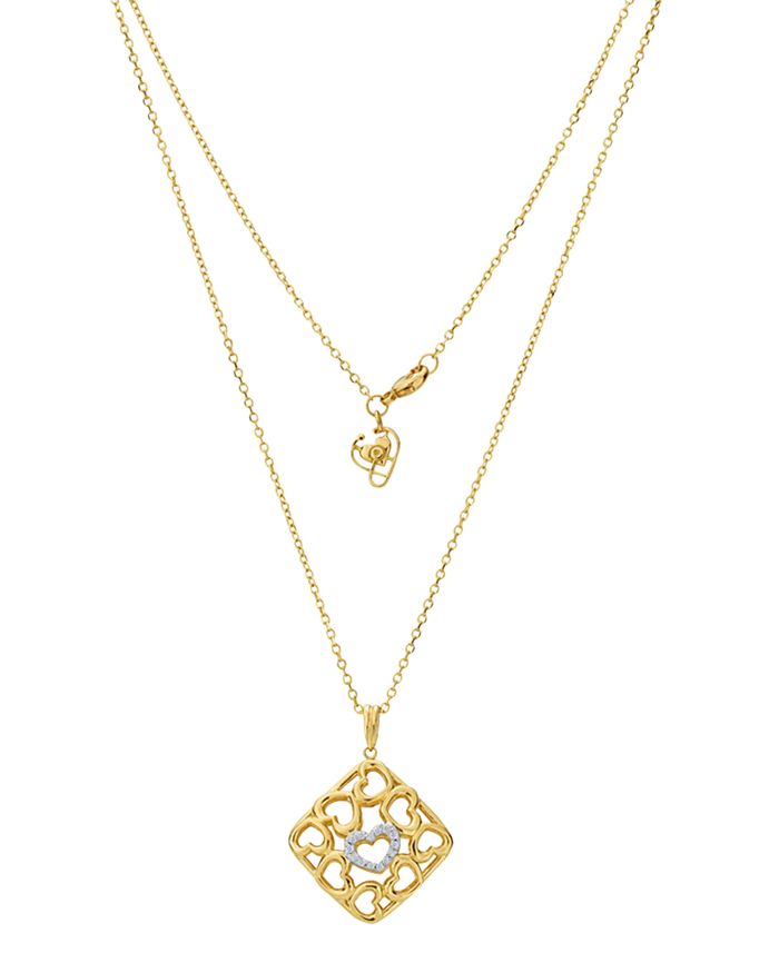 Gumuchian 18k Yellow Gold Tiny Hearts Diamond Pendant Necklace, 18 In White/gold