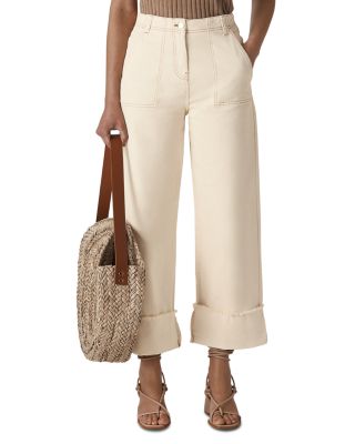 Whistles - High-Rise Cropped Wide-Leg Jeans in Ivory Multi