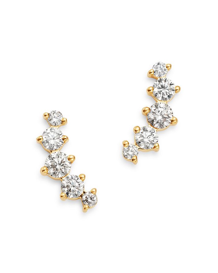 Bloomingdale's Diamond Five-stone Climber Earrings In 14k Yellow Gold, 0.75 Ct. T.w. - 100% Exclusive In White/gold