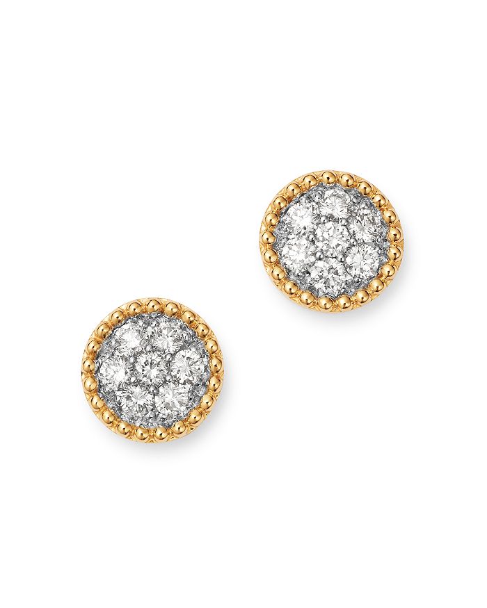 Bloomingdale's Cluster Diamond Milgrain Stud Earrings In 14k Yellow Gold, 0.60 Ct. T.w. - 100% Exclusive In White/gold
