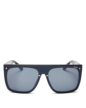 Quay Women's Jaded Flat Top Square Sunglasses, 55mm In Black/smoke Mirrored