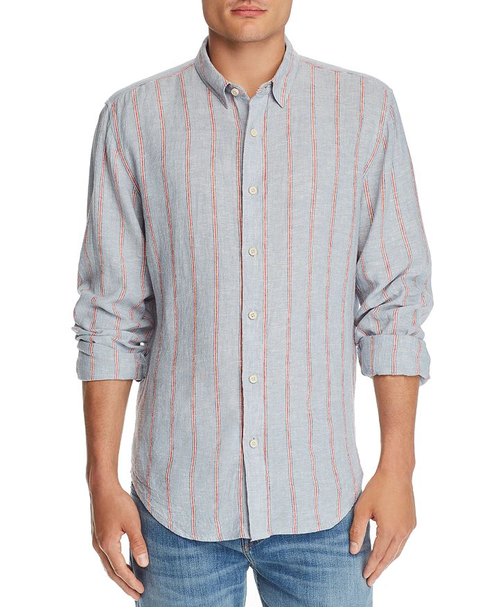 7 For All Mankind Roadster Striped Regular Fit Shirt In Blue/red