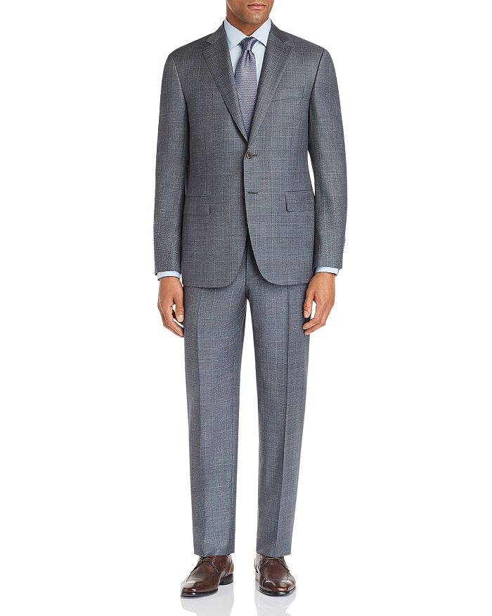 Canali Siena Plaid Classic Fit Suit In Light Gray/teal