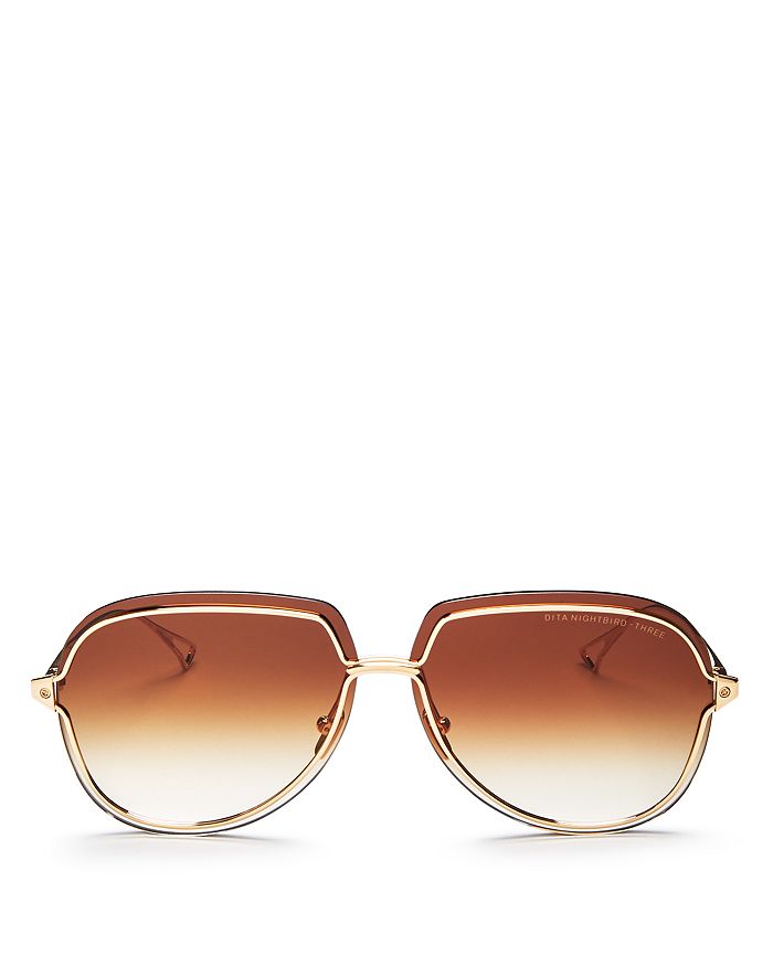 Dita Women's Nightbird-three Aviator Sunglasses, 60mm In White Gold/brown Gradient