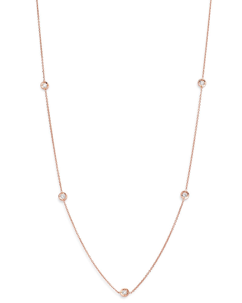 Roberto Coin 18k Rose Gold Diamond By The Inch Station Necklace, 16-18 In Rose Gold
