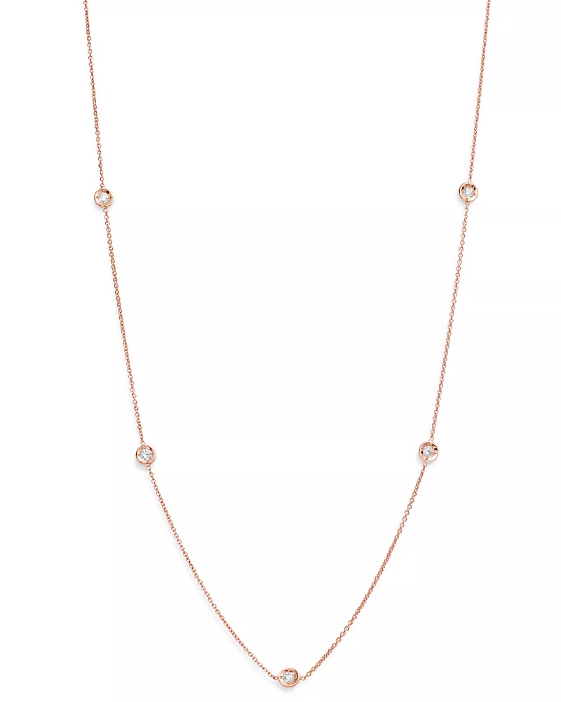 Roberto Coin 18K Rose Gold Diamond by the Inch Station Necklace, 16