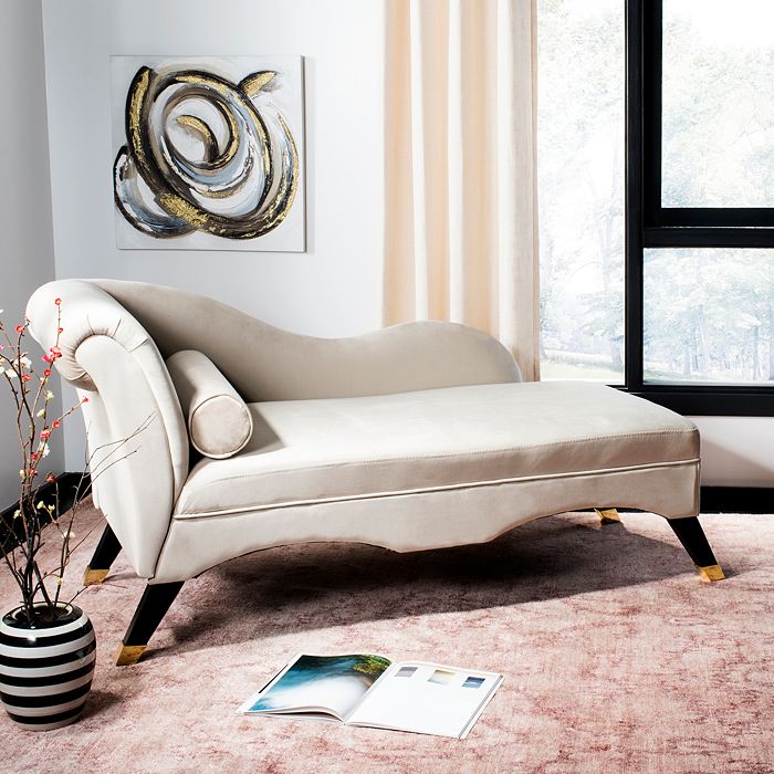 Shop Safavieh Caiden Velvet Chaise With Pillow In Tan/espresso