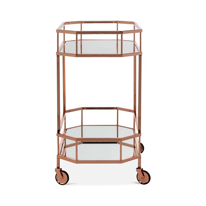 Shop Safavieh Silva 2-tier Octagon Bar Cart In Rose Gold/mirror