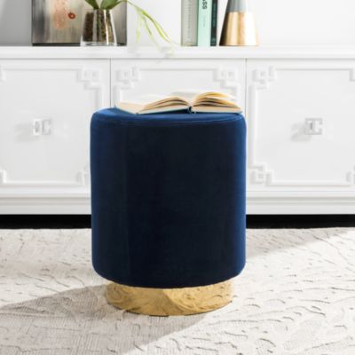 Elsworth Velvet Ottoman with Brass Base