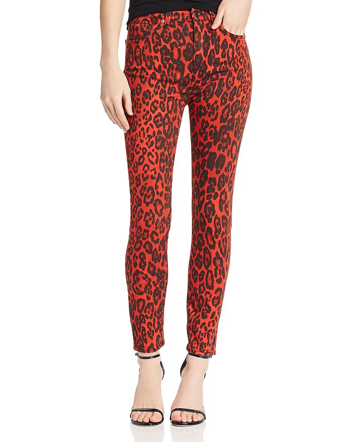 7 FOR ALL MANKIND HIGH WAISTED ANKLE SKINNY JEANS IN RED CHEETAH,FW8229322