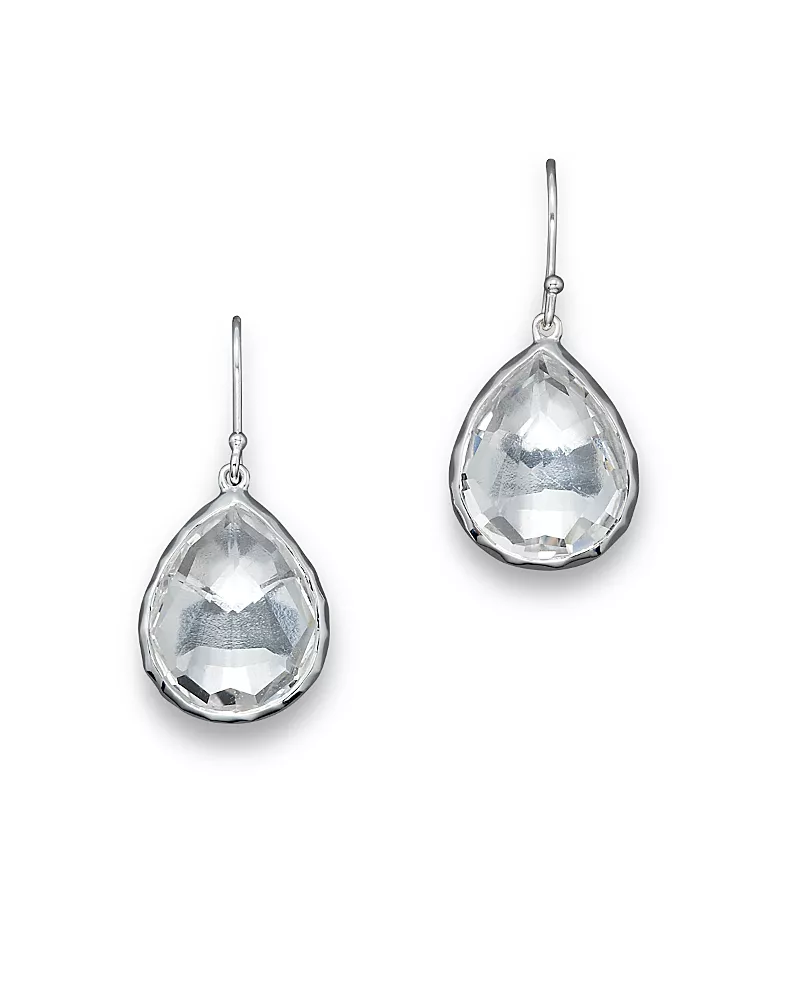 Ippolita Sterling Silver Rock Candy Small Teardrop Earrings in Clear Quartz