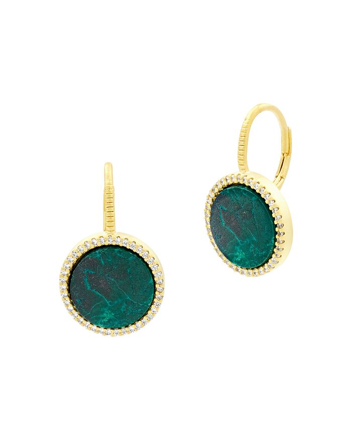 FREIDA ROTHMAN HARMONY ROUND STONE DROP EARRINGS IN 14K GOLD-PLATED STERLING SILVER,HAYZCE06