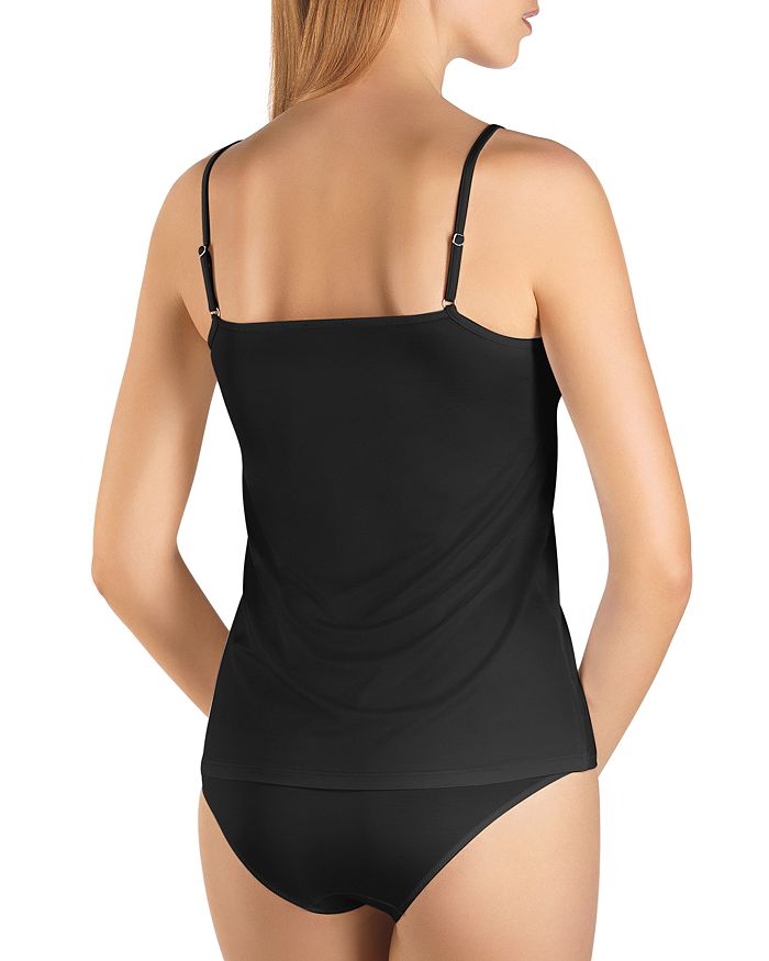 Hanro Cotton Seamless V-neck Spaghetti Camisole In Black
