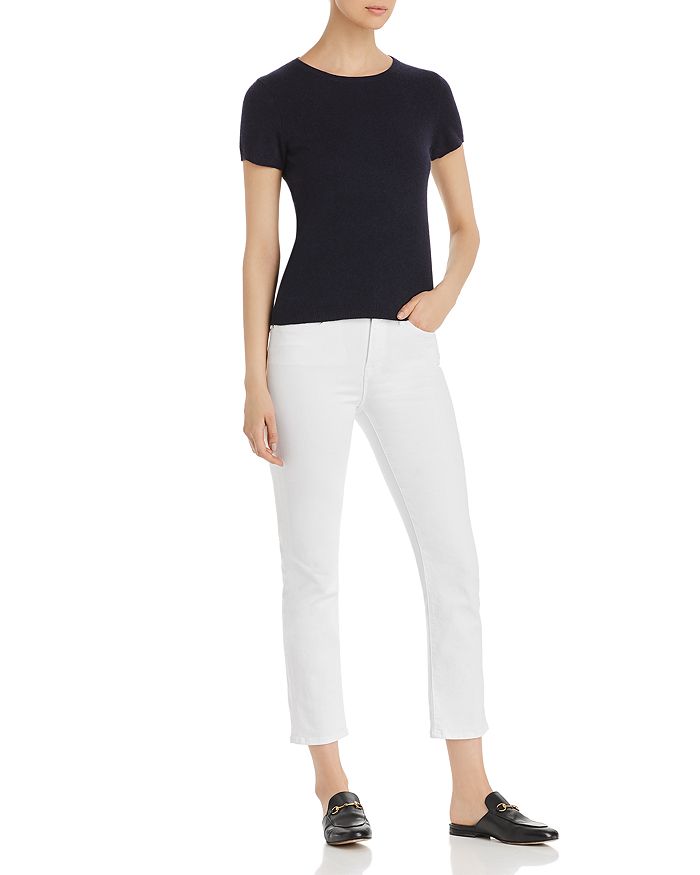 Shop C By Bloomingdale's Short-sleeve Cashmere Sweater - 100% Exclusive In Navy