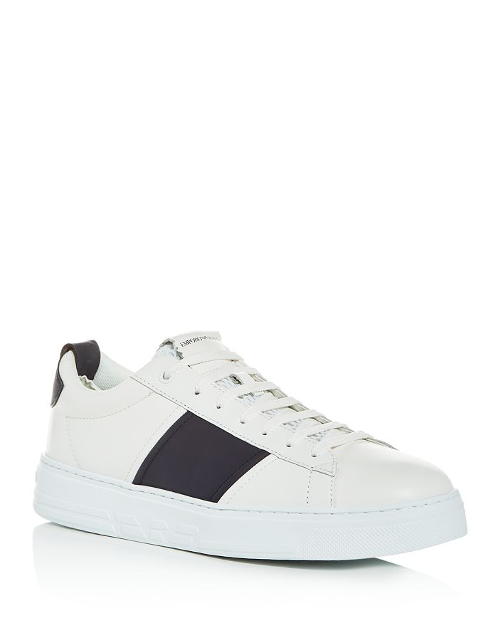 Armani Collezioni Men's Leather Low-top Sneakers In White