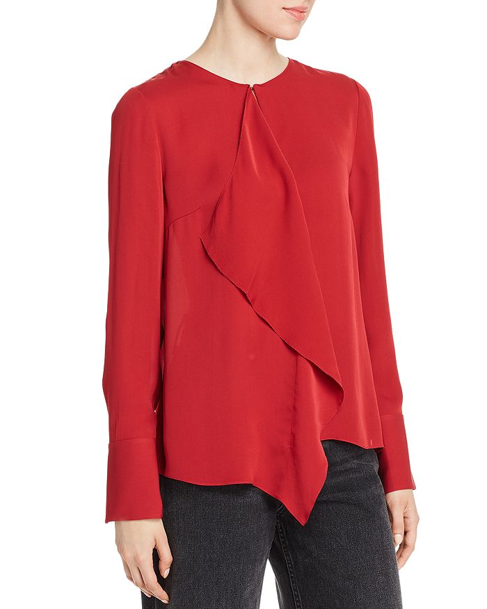 Elie Tahari Pernilla Silk Drape-Front Blouse | Bloomingdale's