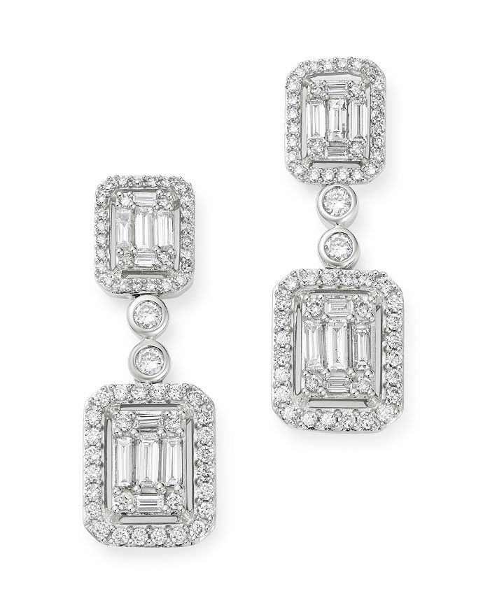 Bloomingdale's Diamond Mosaic Drop Earrings In 14k White Gold, 2.0 Ct. T.w. - 100% Exclusive